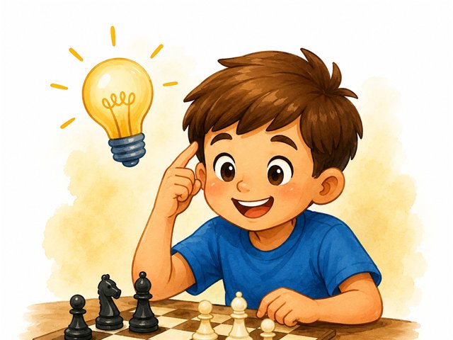 A child thinking through a move during an online chess class